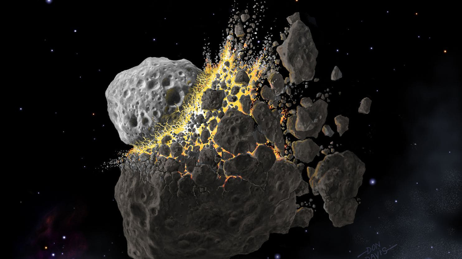 Konstnärlig tolkning av en asteroidkollision.