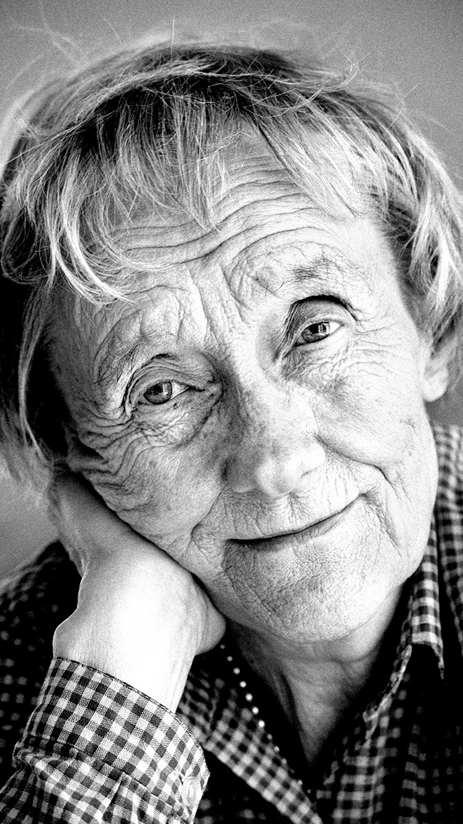 Svartvitt porträtt av Astrid Lindgren.