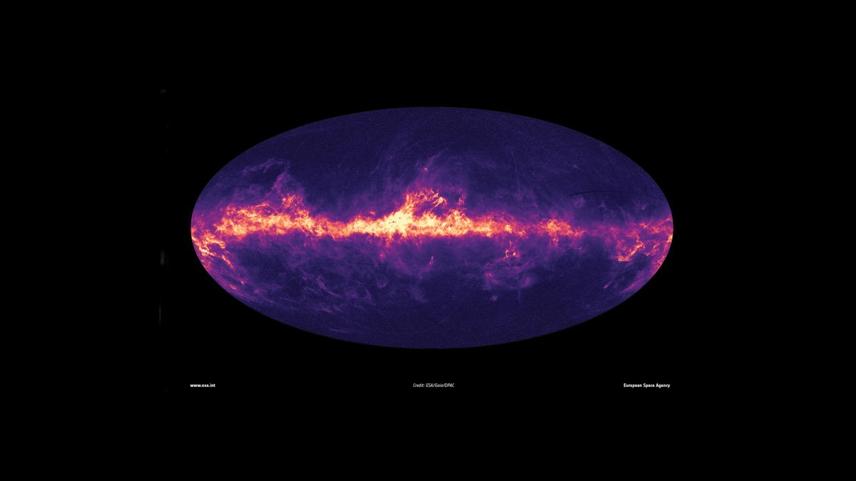 En stor oval form visar hur interstellärt stoft är tätare i centrum.