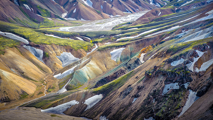 Isländskt bergslandskap, Landmannalaugar, Island