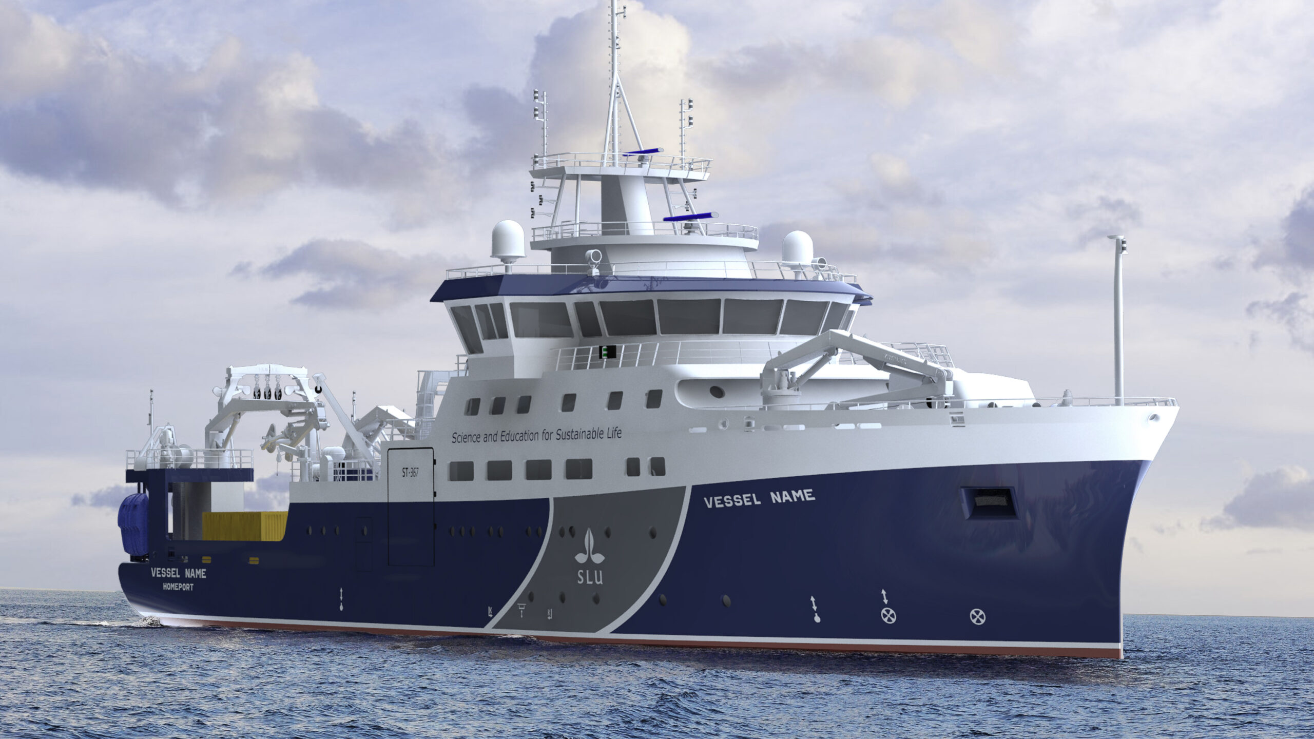 SLU:s nya forskningsfartyg blir 69 meter långt och fullt utrustat för fiske, bottenprovtagningar och oceanografiska (fysikaliska, kemiska, biologiska) undersökningar. Fartyget blir mycket flexibelt och kan ta ombord många typer av specialutrustning. Illustrationer: Skipsteknisk AS
