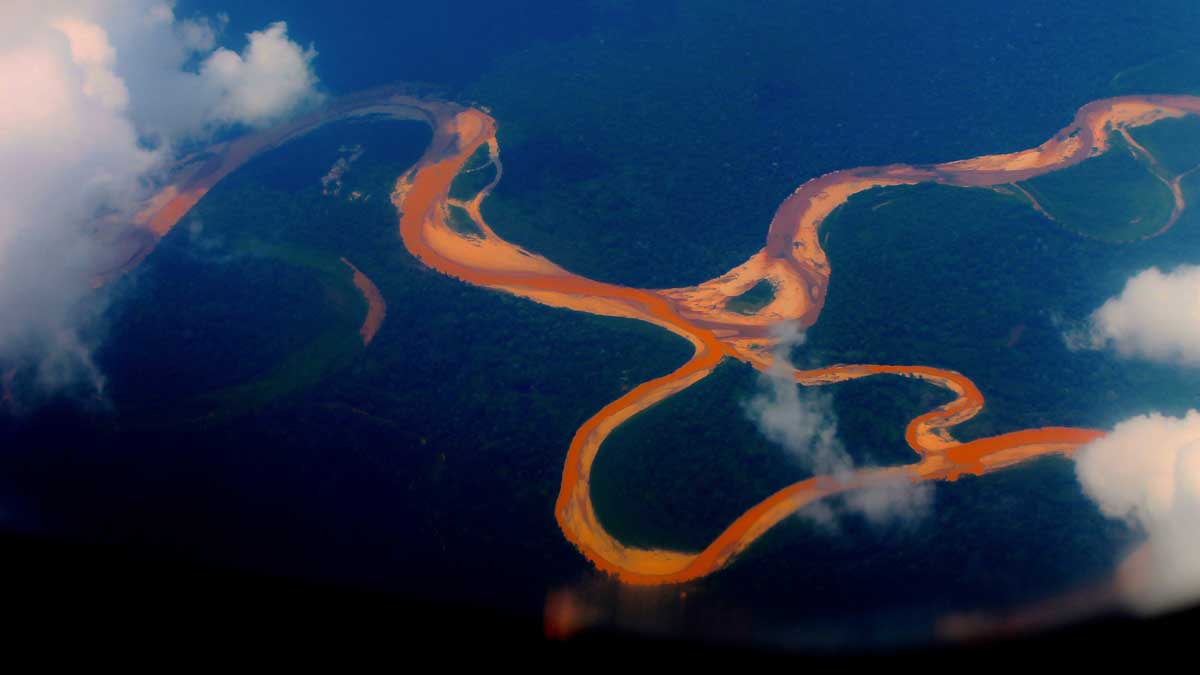 Flygbild över amazonasfloden.