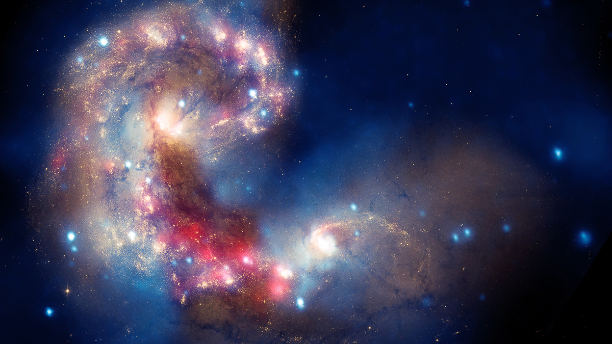 rymdbild av galaxer som går in i varandra
