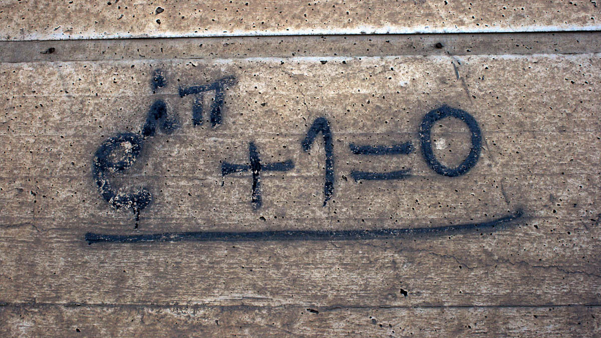 Den matematiska formeln för Euler's identitet. Bild: Quinn Dombrowski, Wikimedia Commons